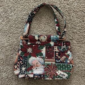 Handmade Festive Santa Tapestry Handbag